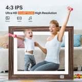 Kodak Rustic Wood WiFi-Enabled Digital Photo Frame HDPF-978, Advanced 9.7” Touchscreen with 2K Resolution, 32GB Internal Memory and Adjustable Stand