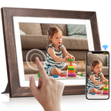 Kodak Rustic Wood WiFi-Enabled Digital Photo Frame HDPF-978, Advanced 9.7” Touchscreen with 2K Resolution, 32GB Internal Memory and Adjustable Stand