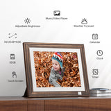 Kodak Rustic Wood WiFi-Enabled Digital Photo Frame HDPF-978, Advanced 9.7” Touchscreen with 2K Resolution, 32GB Internal Memory and Adjustable Stand