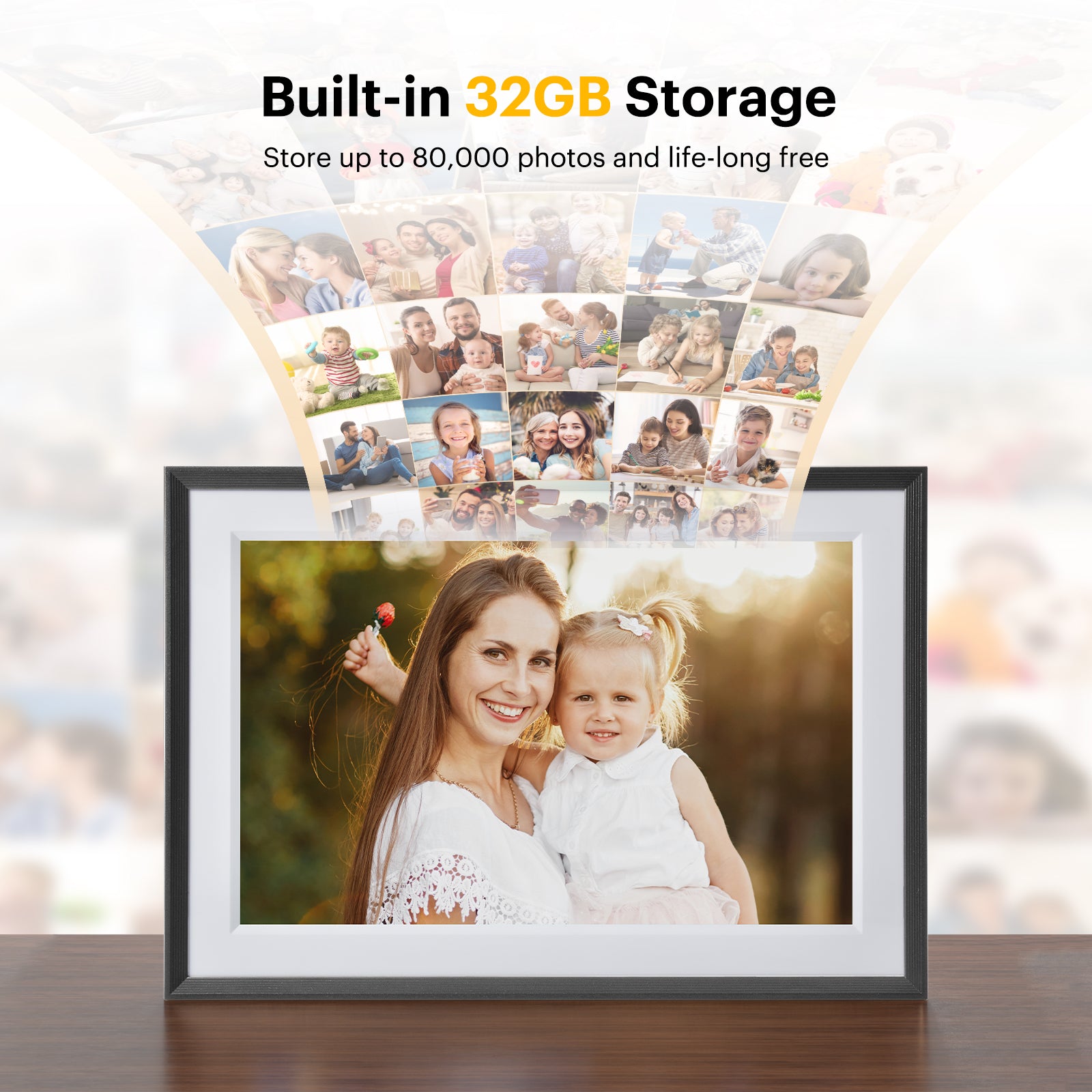 KODAK 10.1-inch Classic Digital Photo Frame RCF-1018, Wi-Fi Enabled, 32GB Touch-Screen Display with Automatic Rotation, Music, Video, Weather and Calendar