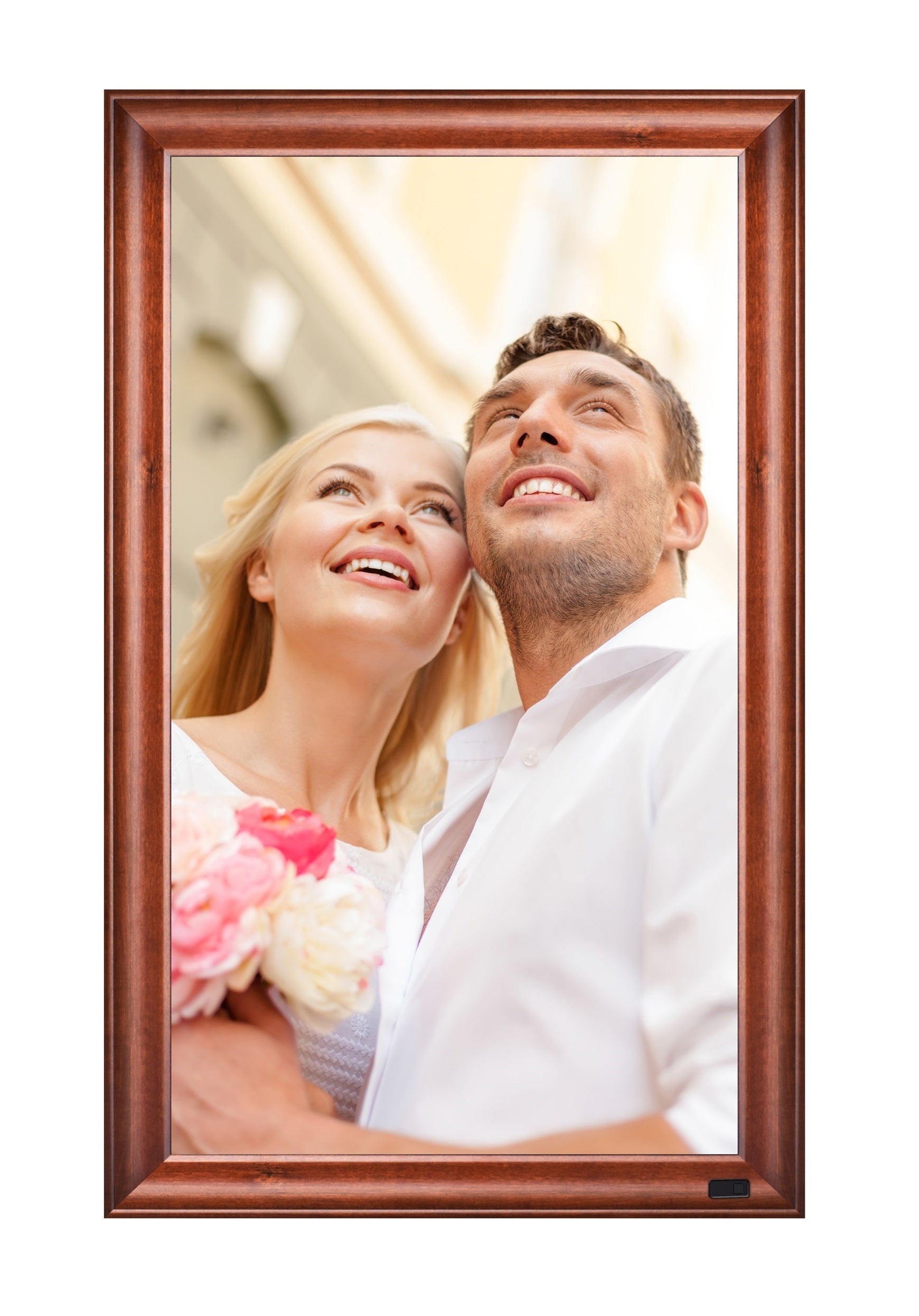 KODAK 32-inch Wi-Fi Enabled Large Wall Screen Digital Photo Frame, WF320V with 32GB Internal Memory, Wooden Frame with Photo, Video, Clock, Calendar, Weather Features and SD Card, USB and 3.5 Earphone Ports (Remote Control Incl.)