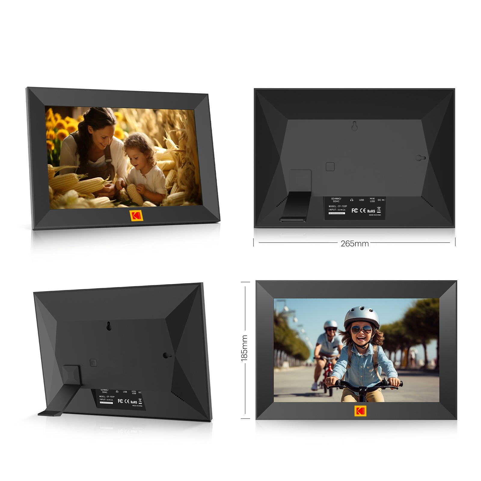 KODAK CF102P 10.1-Inch Smart Digital Photo Frame, 32GB HD Touchscreen, Wi-Fi Enabled, Auto-Rotation, Music & Video Playback, Weather & Calendar Display