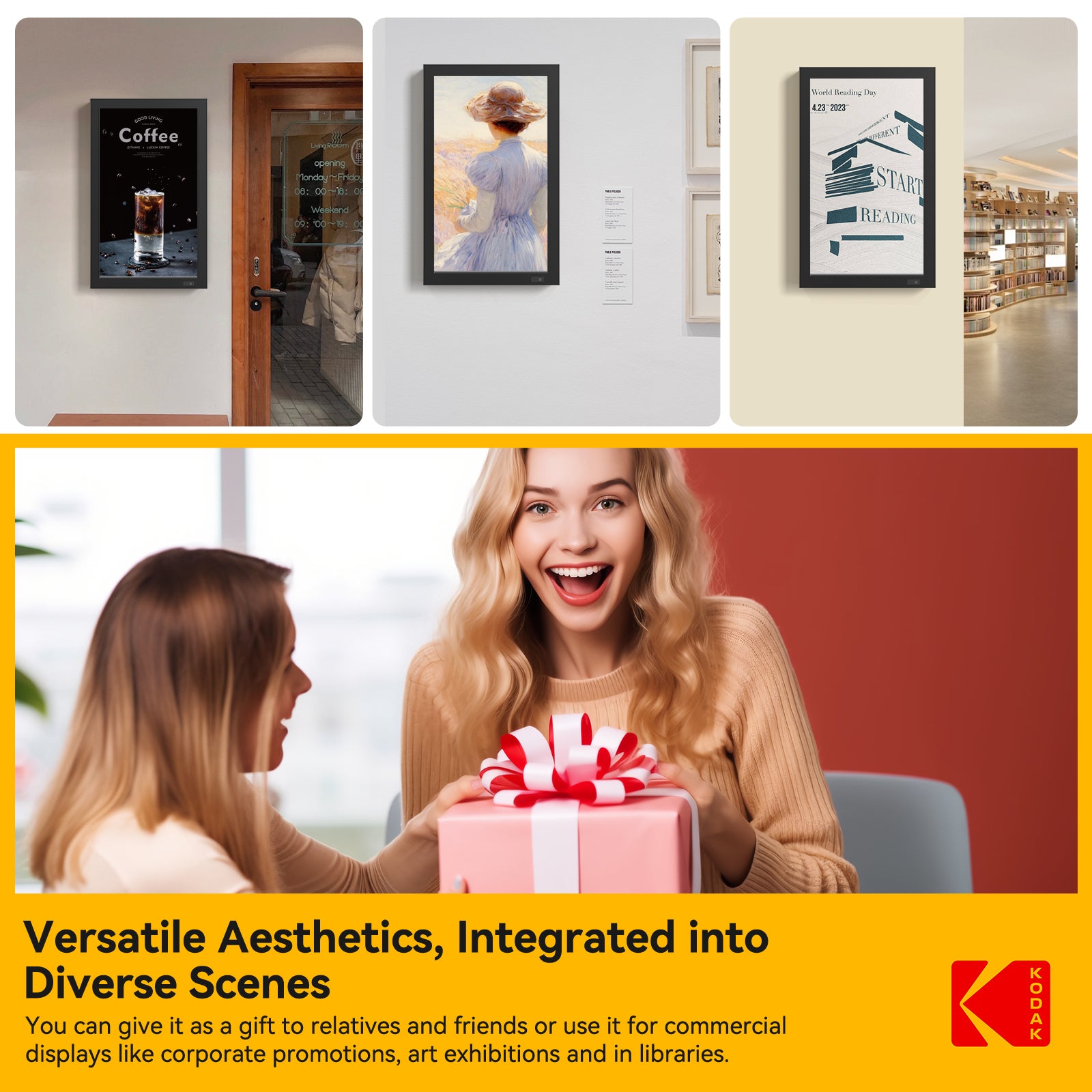 KODAK 21.5” Wi-Fi Digital Photo Frame – Black Wooden Frame (Model WF215)