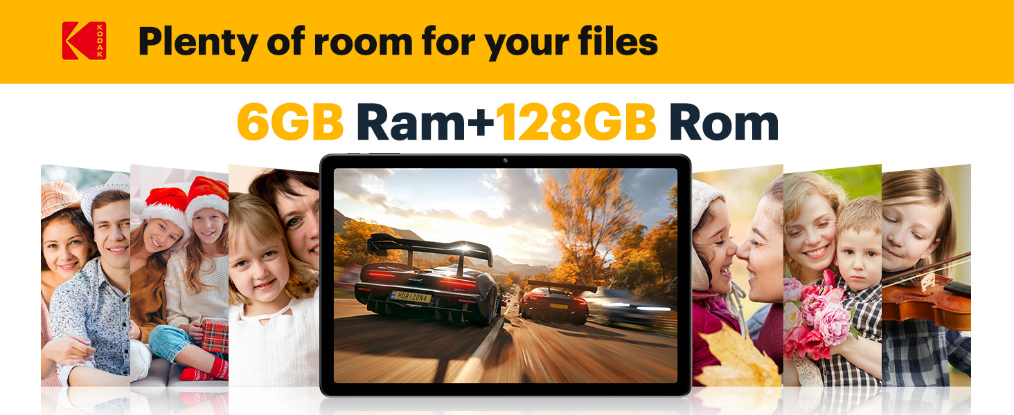 KODAK 12" Android 15 Tablet – 6GB RAM, 128GB Storage (Expandable to 1TB), 13MP Triple Camera, 1200x2000 FHD Display, 8000mAh Battery, Metal Body, Face Unlock