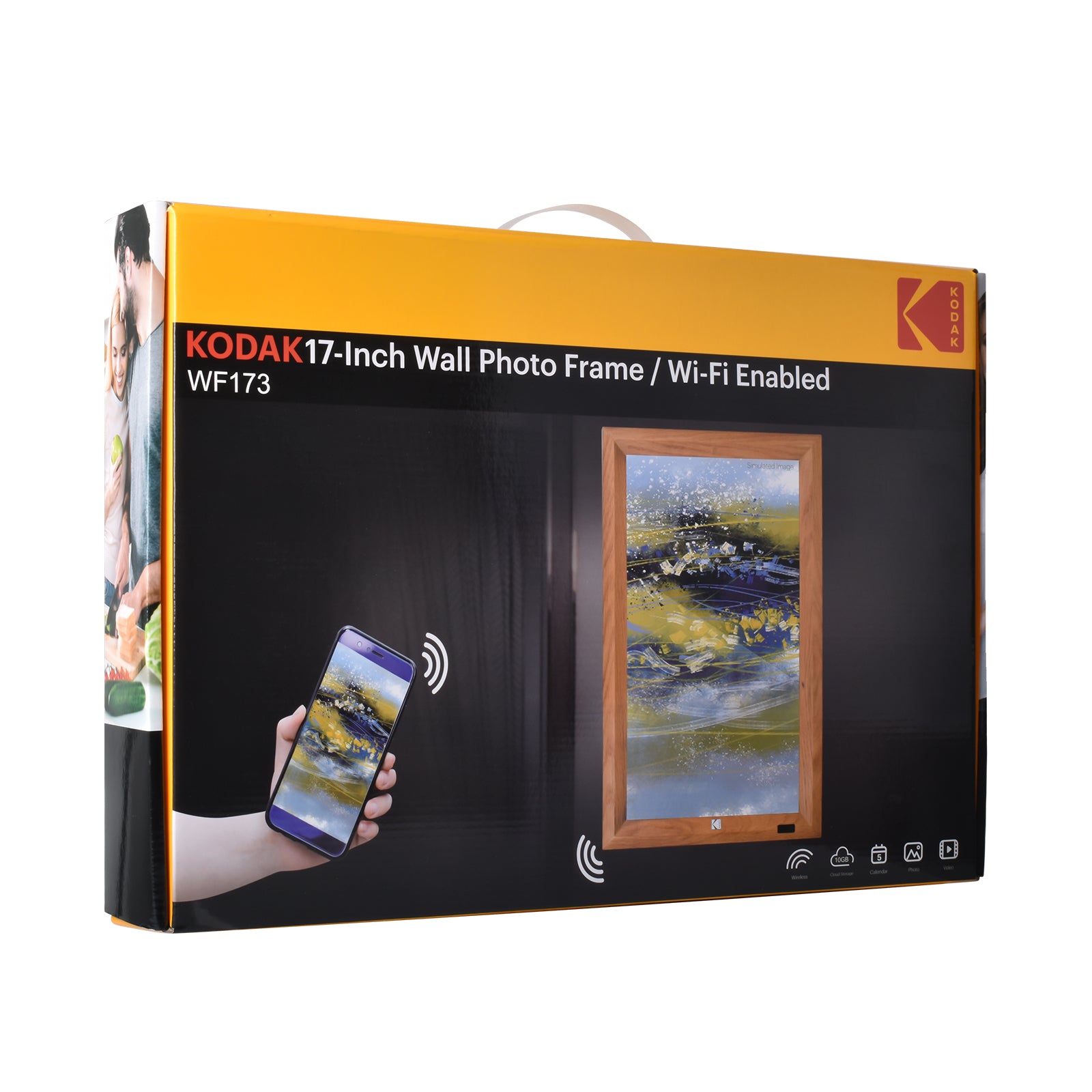 KODAK 17.3-inch Wi-Fi Enabled Digital Photo Frame WF173V, 32GB Internal Memory Wooden Frame with Photo, Video, Clock, Calendar, Weather and SD Card, USB and 3.5 Earphone Ports (Remote Control Incl.)
