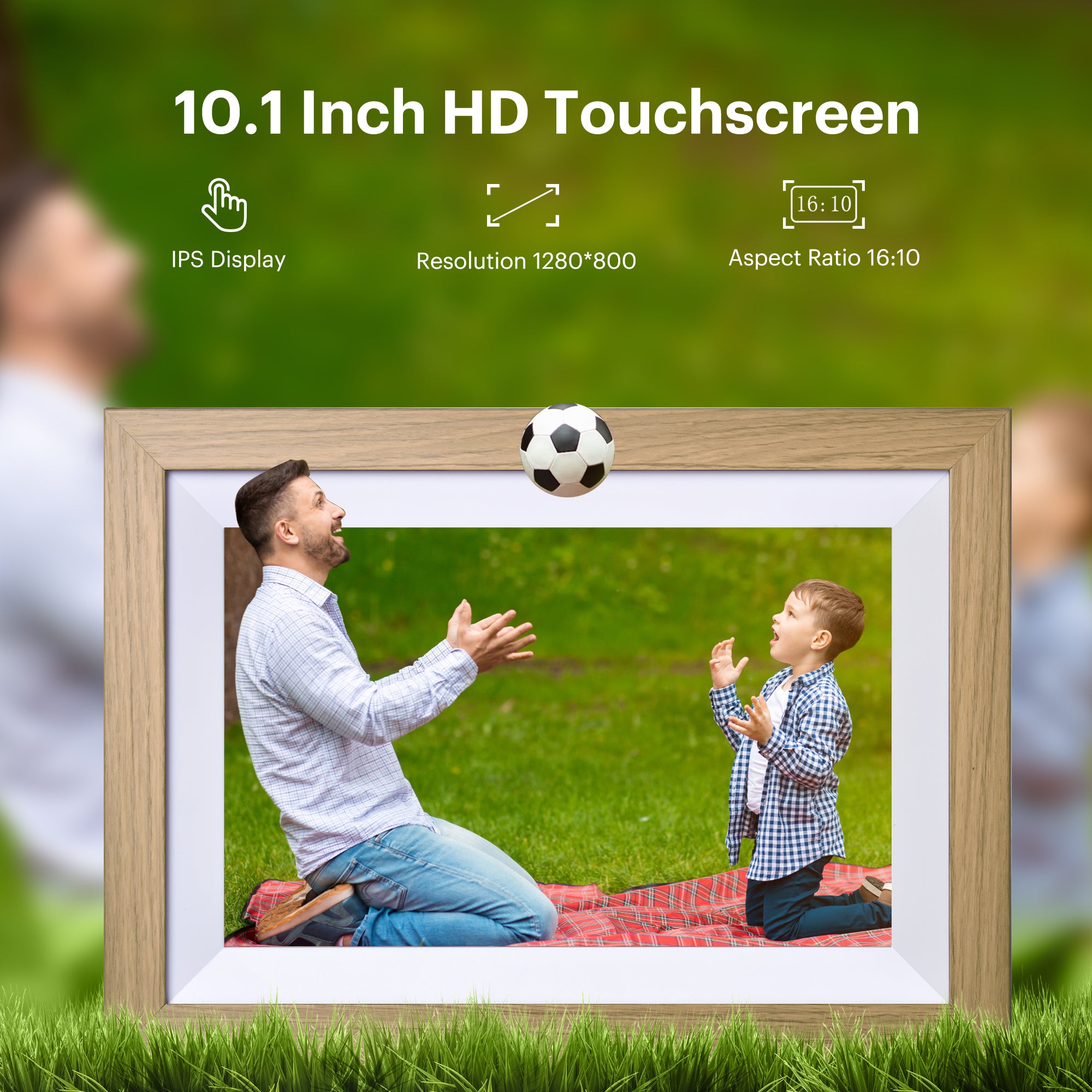 KODAK Classic Photo Frame 10.1 inch Wi-Fi Enabled RCF-1012W in Natural Wooden Frame Bundled with Two Extra Frames in Black and White 32GB Internal Memory, 10GB Cloud Storage