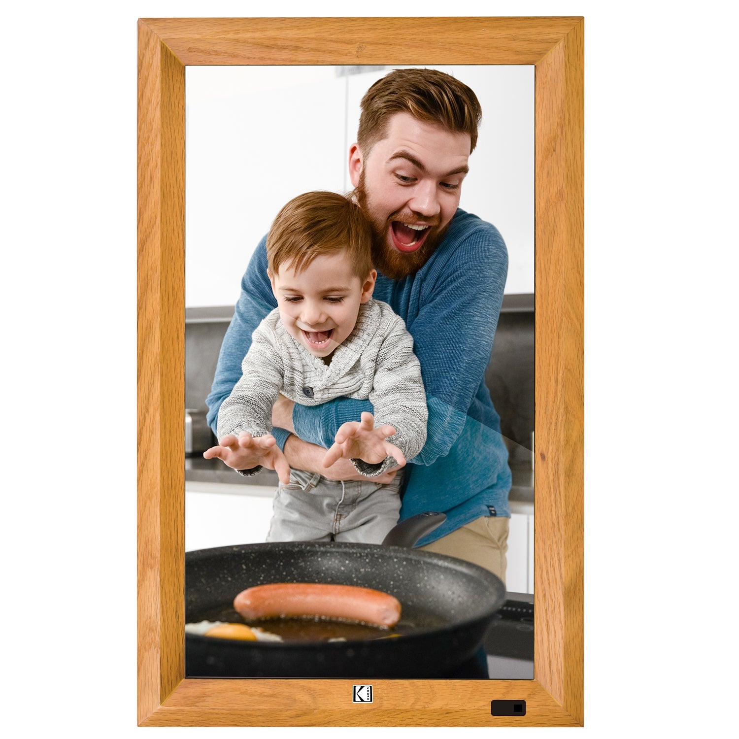 KODAK 23.8-inch Wi-Fi Enabled Digital Photo Frame WF238V, 32GB Internal Memory Wooden Frame with Photo, Video, Clock, Calendar, Weather and SD Card, USB and 3.5 Earphone Ports (Remote Control Incl.)
