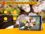 Kodak 10-inch Portable WiFi Digital Photo Frame RWF-108, 32GB Internal Storage, Touchscreen Adjustable Display, with Rechargeable Battery