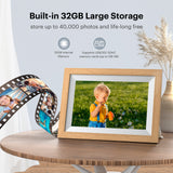 KODAK Classic Photo Frame 10.1 inch Wi-Fi Enabled RCF-1012W in Natural Wooden Frame Bundled with Two Extra Frames in Black and White 32GB Internal Memory, 10GB Cloud Storage