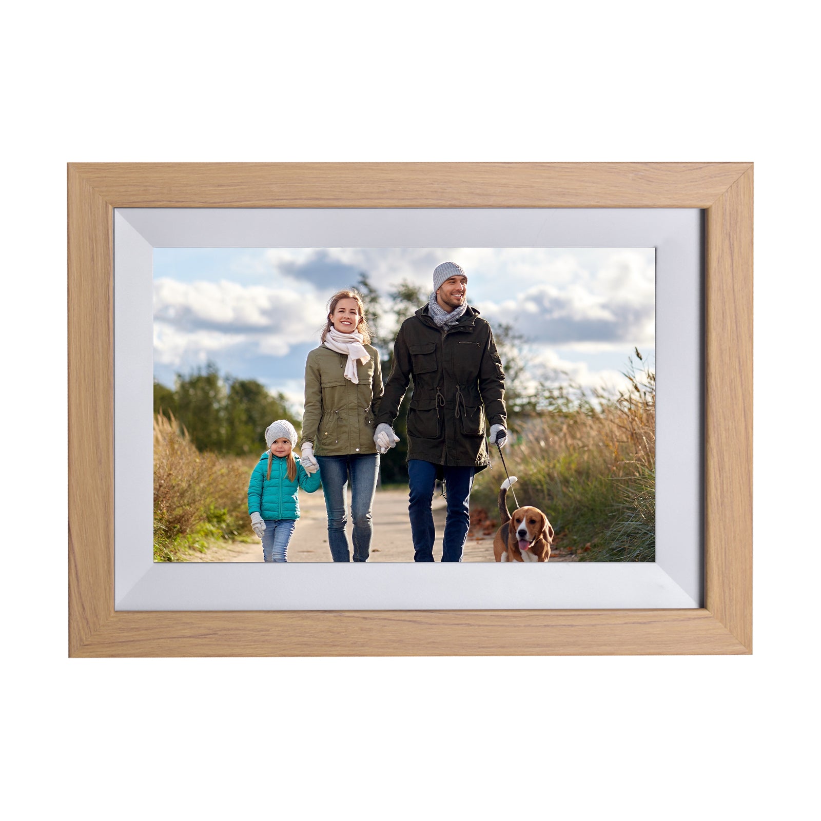 KODAK Classic Photo Frame 10.1 inch Wi-Fi Enabled RCF-1012W in Natural Wooden Frame Bundled with Two Extra Frames in Black and White 32GB Internal Memory, 10GB Cloud Storage