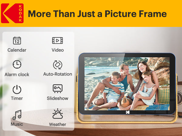 Kodak 10-inch Portable WiFi Digital Photo Frame RWF-108, 32GB Internal Storage, Touchscreen Adjustable Display, with Rechargeable Battery