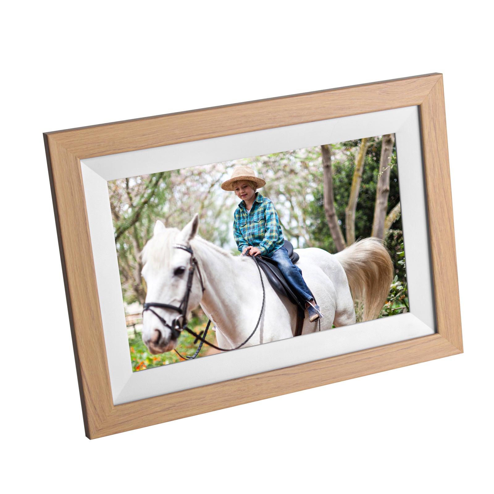 KODAK Classic Photo Frame 10.1 inch Wi-Fi Enabled RCF-1012W in Natural Wooden Frame Bundled with Two Extra Frames in Black and White 32GB Internal Memory, 10GB Cloud Storage