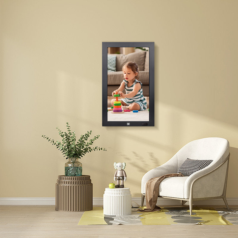 KODAK 17.3-inch Wi-Fi Enabled Digital Photo Frame WF173V, 32GB Internal Memory Wooden Frame with Photo, Video, Clock, Calendar, Weather and SD Card, USB and 3.5 Earphone Ports (Remote Control Incl.)