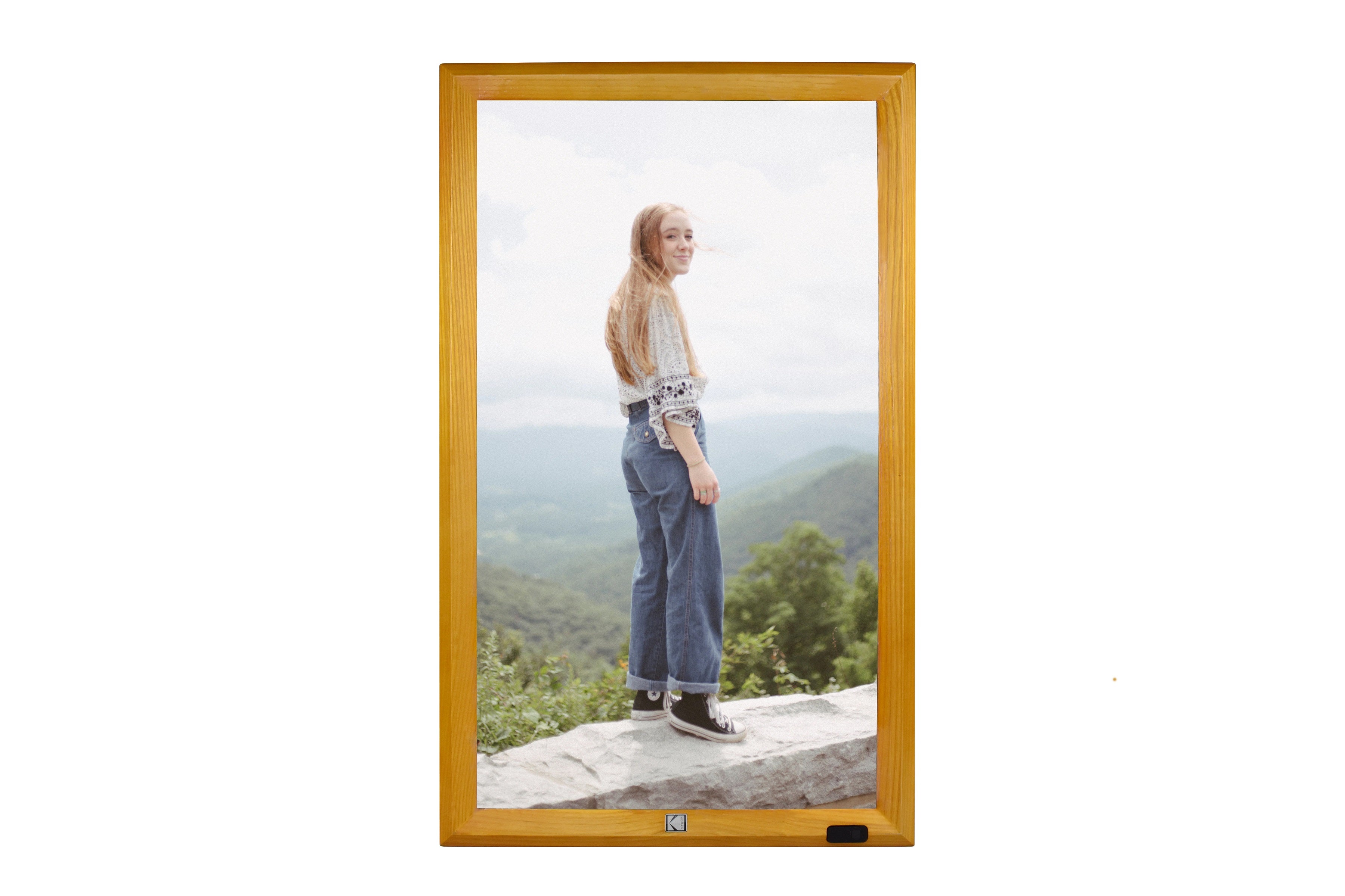 KODAK 23.8-inch Wi-Fi Enabled Digital Photo Frame WF238V, 32GB Internal Memory Wooden Frame with Photo, Video, Clock, Calendar, Weather and SD Card, USB and 3.5 Earphone Ports (Remote Control Incl.)