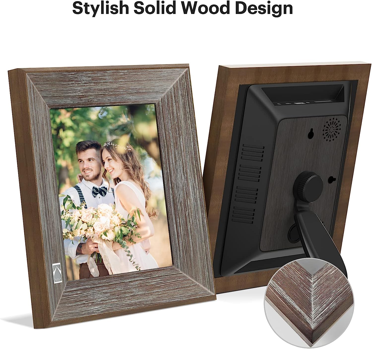 Kodak 8-inch Wi-Fi Classic Digital Photo Frame RCF-8013W, Touch Screen, Wooden Frame, 16GB Internal Memory with Music, Video, Calendar and Weather Display Features