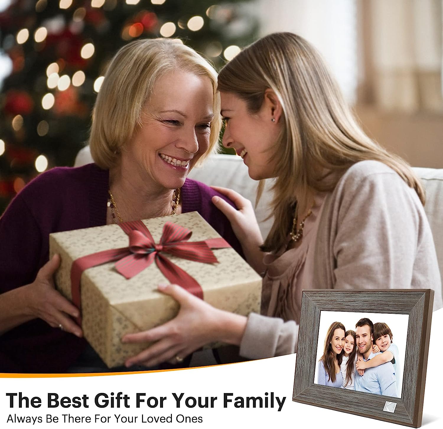 Kodak 8-inch Wi-Fi Classic Digital Photo Frame RCF-8013W, Touch Screen, Wooden Frame, 16GB Internal Memory with Music, Video, Calendar and Weather Display Features