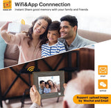 Kodak 8-inch Wi-Fi Classic Digital Photo Frame RCF-8013W, Touch Screen, Wooden Frame, 16GB Internal Memory with Music, Video, Calendar and Weather Display Features