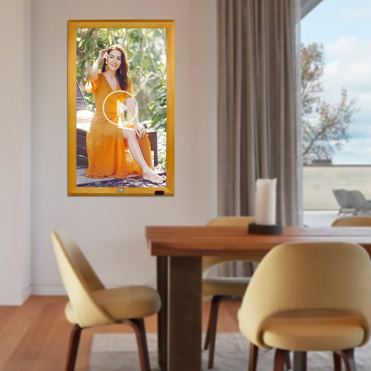 KODAK 23.8-inch Wi-Fi Enabled Digital Photo Frame WF238V, 32GB Internal Memory Wooden Frame with Photo, Video, Clock, Calendar, Weather and SD Card, USB and 3.5 Earphone Ports (Remote Control Incl.)