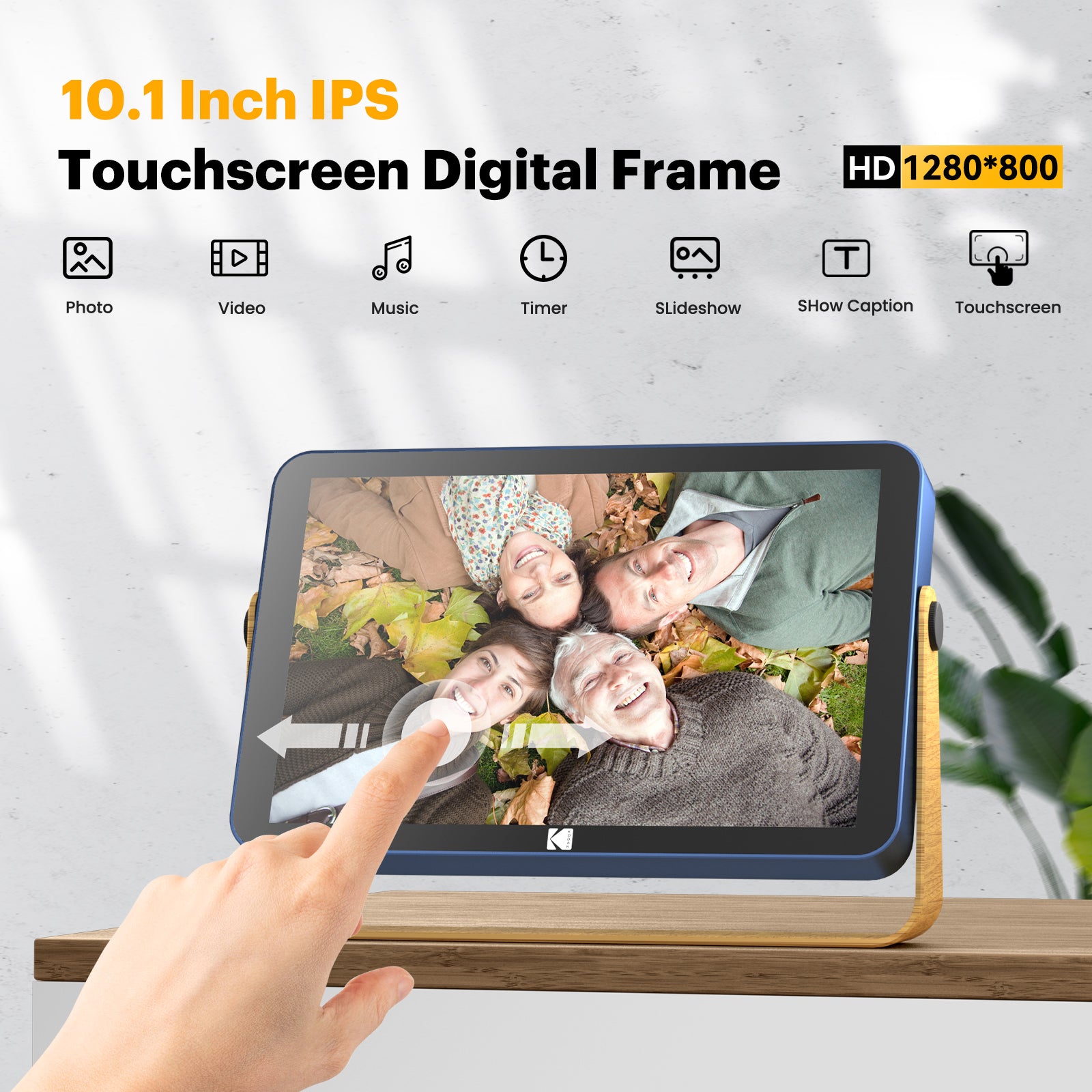 Kodak 10-inch Portable WiFi Digital Photo Frame RWF-108, 32GB Internal Storage, Touchscreen Adjustable Display, with Rechargeable Battery