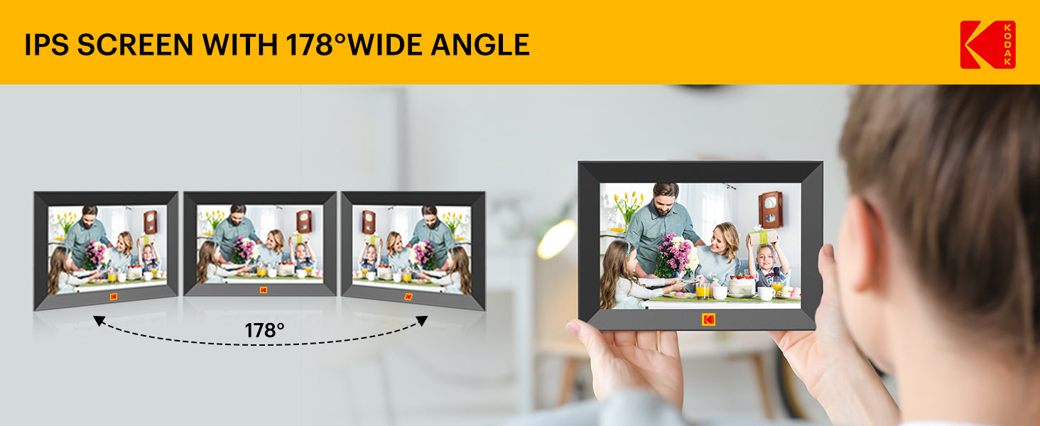 KODAK CF102P 10.1-Inch Smart Digital Photo Frame, 32GB HD Touchscreen, Wi-Fi Enabled, Auto-Rotation, Music & Video Playback, Weather & Calendar Display