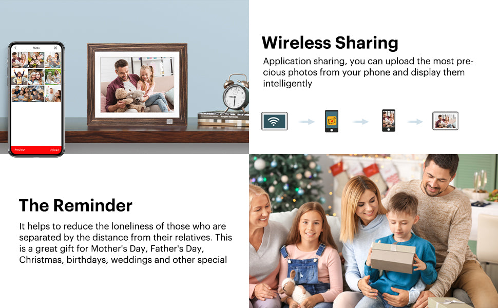 Kodak Rustic Wood WiFi-Enabled Digital Photo Frame HDPF-978, Advanced 9.7” Touchscreen with 2K Resolution, 32GB Internal Memory and Adjustable Stand