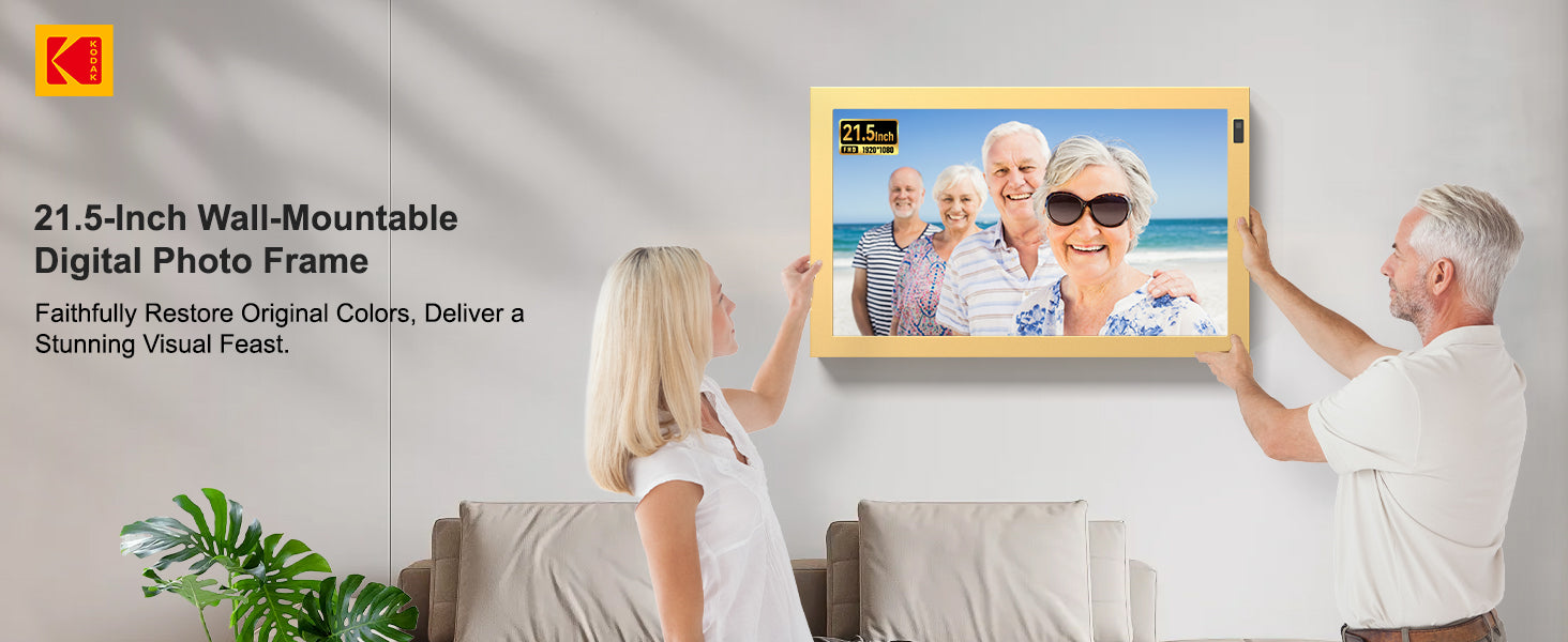 KODAK 21.5” Wi-Fi Digital Photo Frame – Metal Gold Frame (Model WF215)