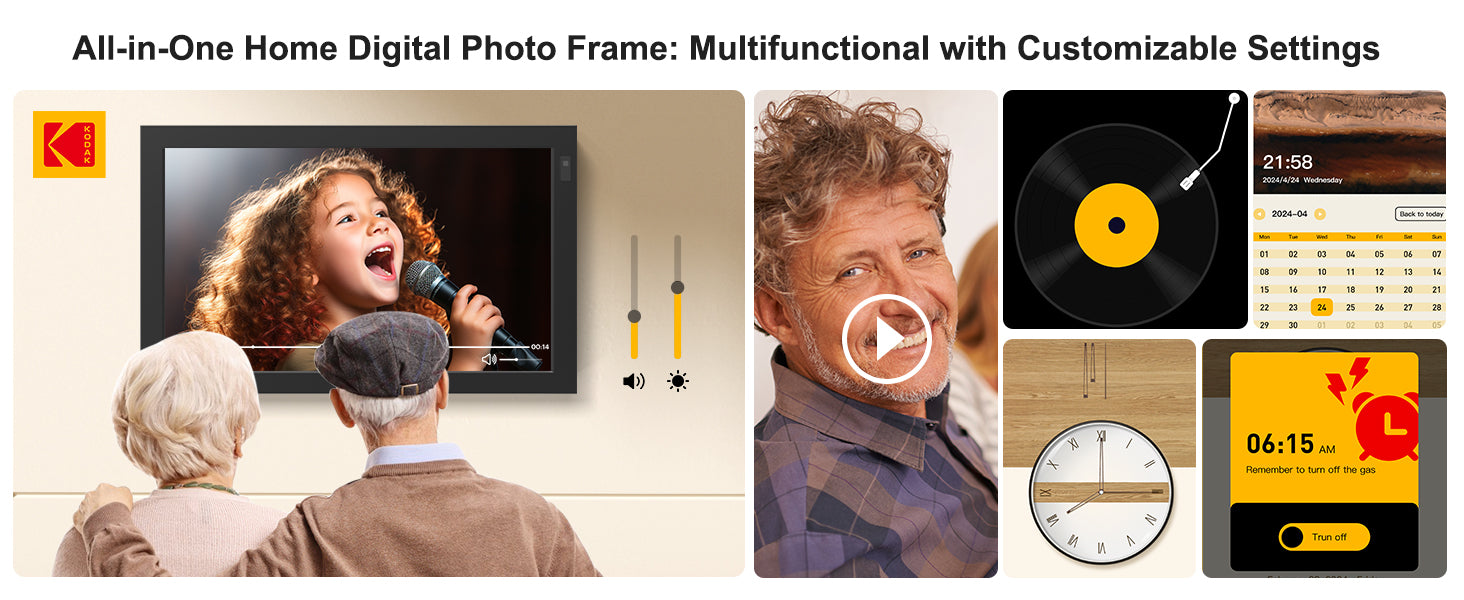 KODAK 21.5” Wi-Fi Digital Photo Frame – Black Wooden Frame (Model WF215)