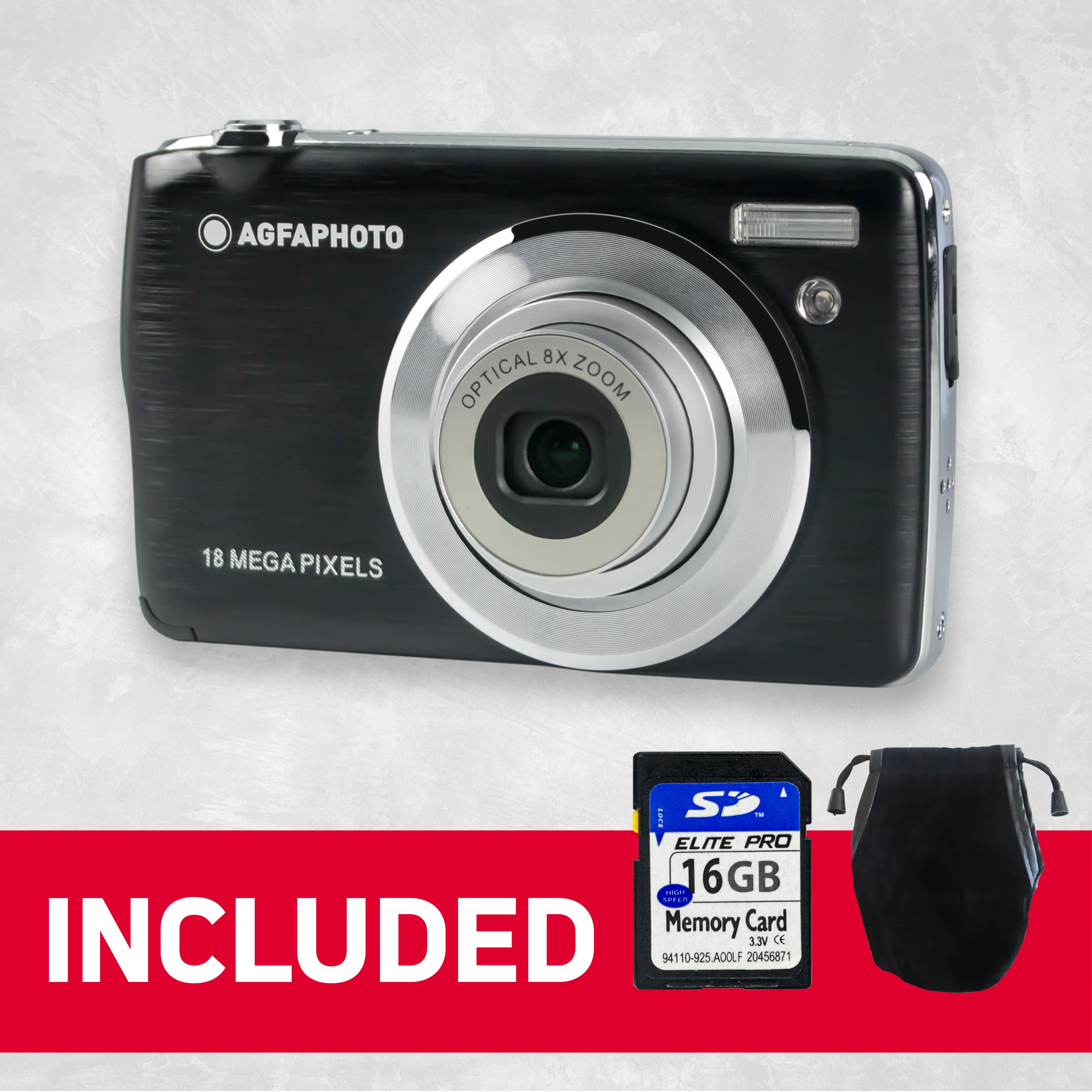 AGFA PHOTO 18MP Compact Optical 8X Zoom Digital Camera with 2.7-inch LCD and Full HD Video Recording, Realishot DC8200 in six Colors
