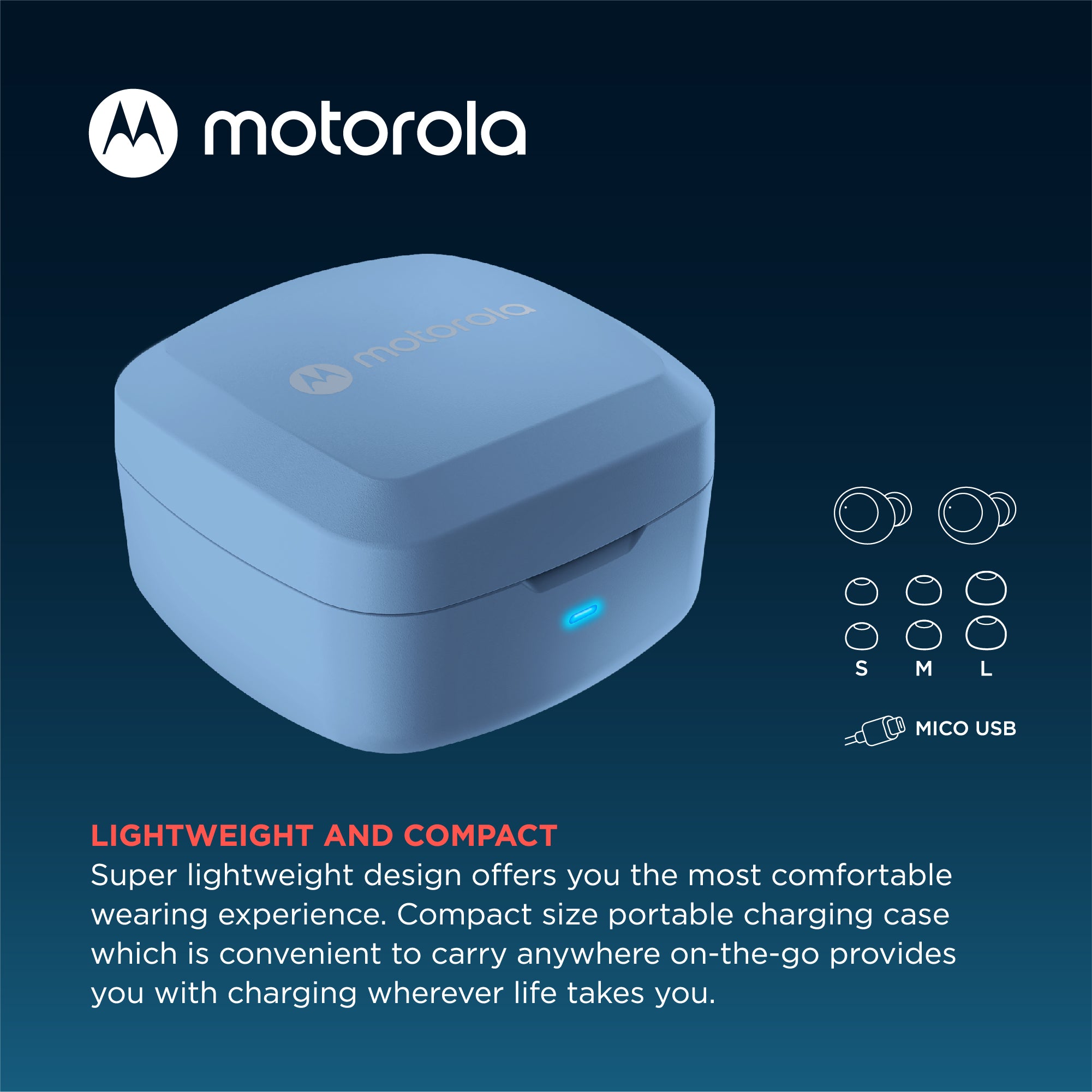 Motorola MOTO BUDS 100, IPX5 Water & Sweat Proof True Wireless Headphones