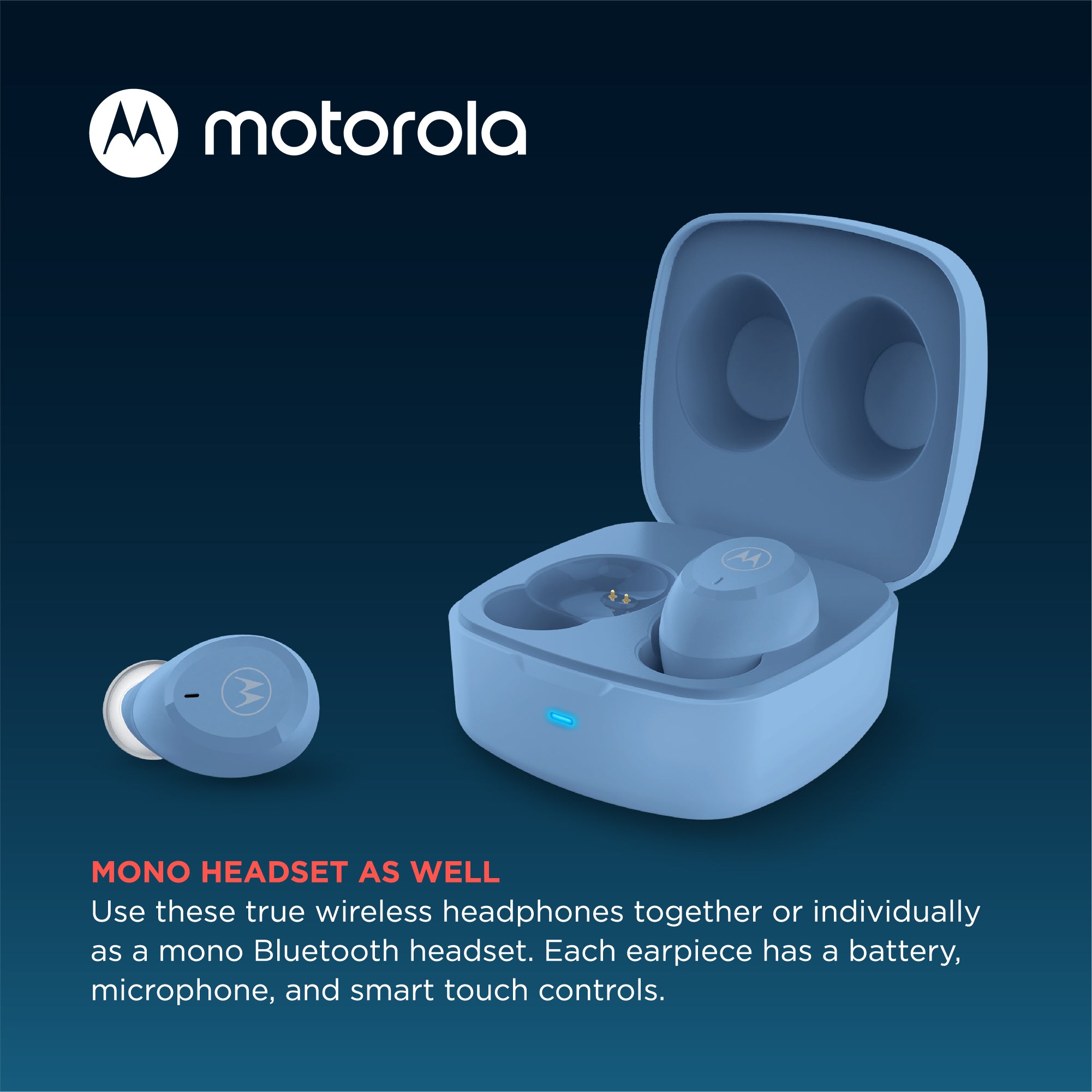 Motorola MOTO BUDS 100, IPX5 Water & Sweat Proof True Wireless Headphones