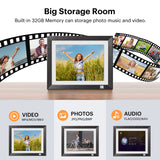 Kodak Rustic Wood WiFi-Enabled Digital Photo Frame HDPF-978, Advanced 9.7” Touchscreen with 2K Resolution, 32GB Internal Memory and Adjustable Stand