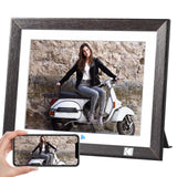 Kodak Rustic Wood WiFi-Enabled Digital Photo Frame HDPF-978, Advanced 9.7” Touchscreen with 2K Resolution, 32GB Internal Memory and Adjustable Stand