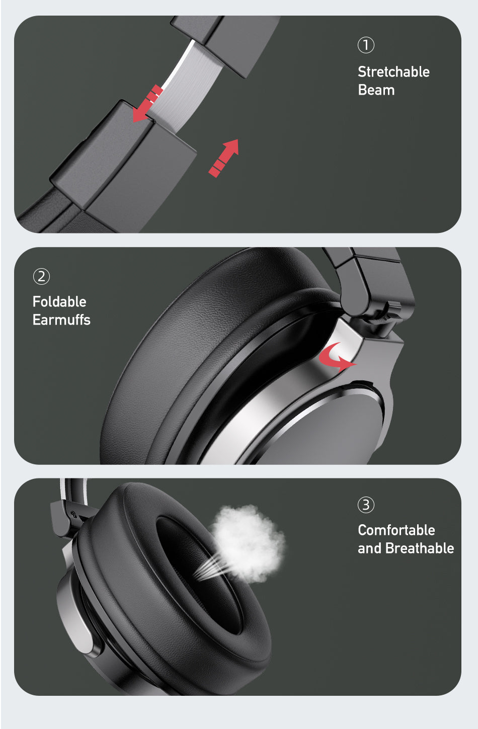 Awei A710BL Active Noise Cancelling Wireless Over-Ear Foldable Headphones