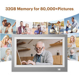 KODAK 11.6-inch Full HD Digital Photo Frame, Wi-Fi Enabled With 32GB Internal Memory, Auto Rotate, Light Sensor, Music, Video, Calendar and Weather Display RWF-116 (Grey Wood)