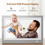 KODAK 11.6-inch Full HD Digital Photo Frame, Wi-Fi Enabled With 32GB Internal Memory, Auto Rotate, Light Sensor, Music, Video, Calendar and Weather Display RWF-116 (Grey Wood)