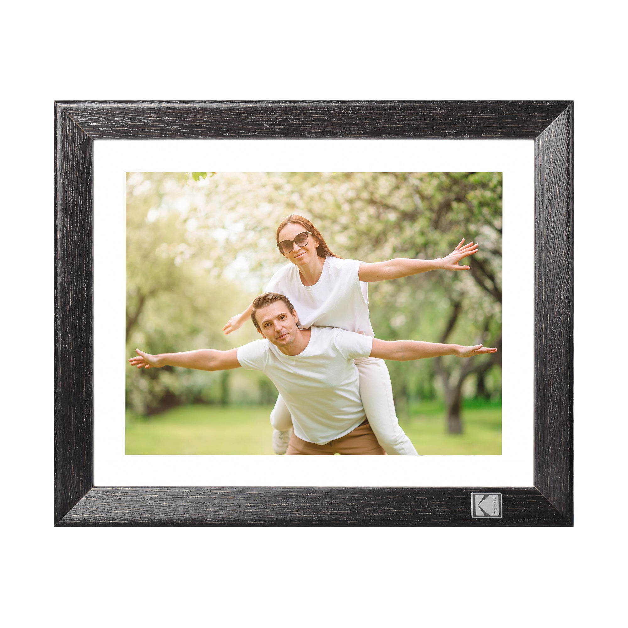 Kodak Rustic Wood WiFi-Enabled Digital Photo Frame HDPF-978, Advanced 9.7” Touchscreen with 2K Resolution, 32GB Internal Memory and Adjustable Stand