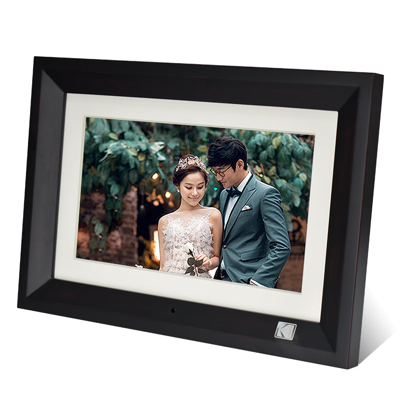 Kodak 10.1 Inch Wood Digital Picture Frame RDPF-1020V with Remote Control, IPS Screen HD Display, Auto-Rotate, Wall Mountable, Programmable Auto On/Off, Enjoy Your Precious Moment in Slideshow, Black (No Wi-Fi)