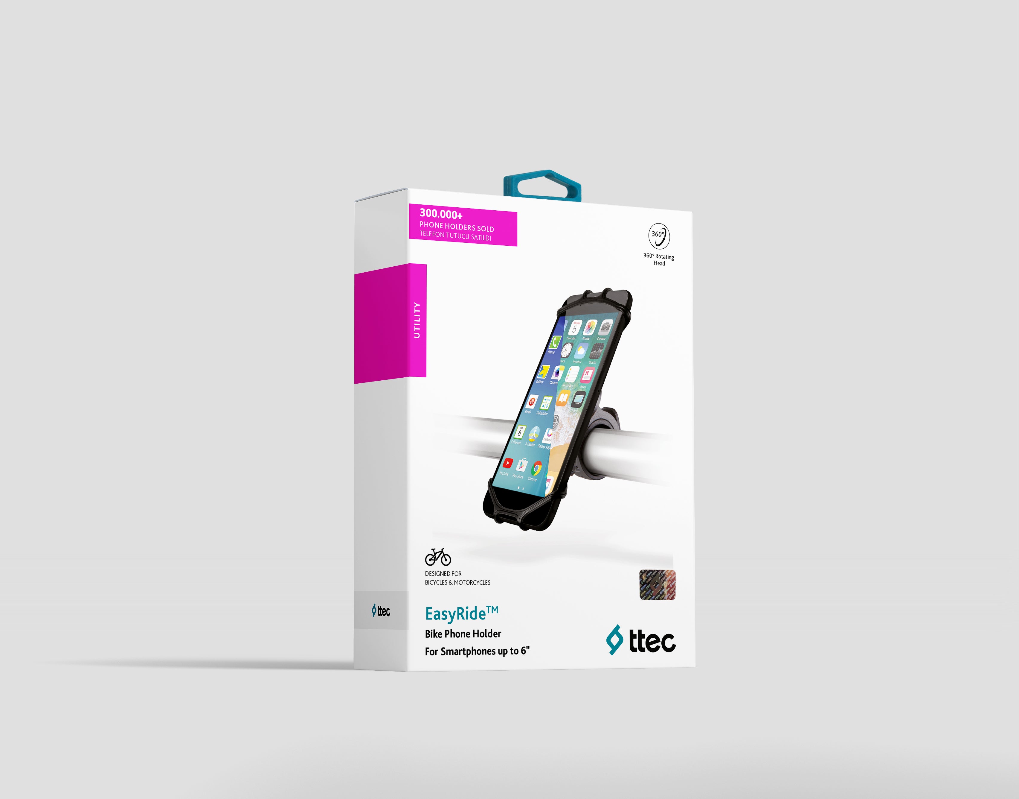 ttec Bike Phone Holder Mount EasyRide™ Universal Silicone for Smartphones up to 6" - BRAND PROMOTION!