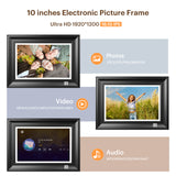 KODAK Digital Photo Frame RWF-127, Full HD 10.1 inch Touchscreen, WiFi Enabled, 32GB Internal Memory, Natural Wood with Photo, Video, Audio, Calendar & Weather Display Features