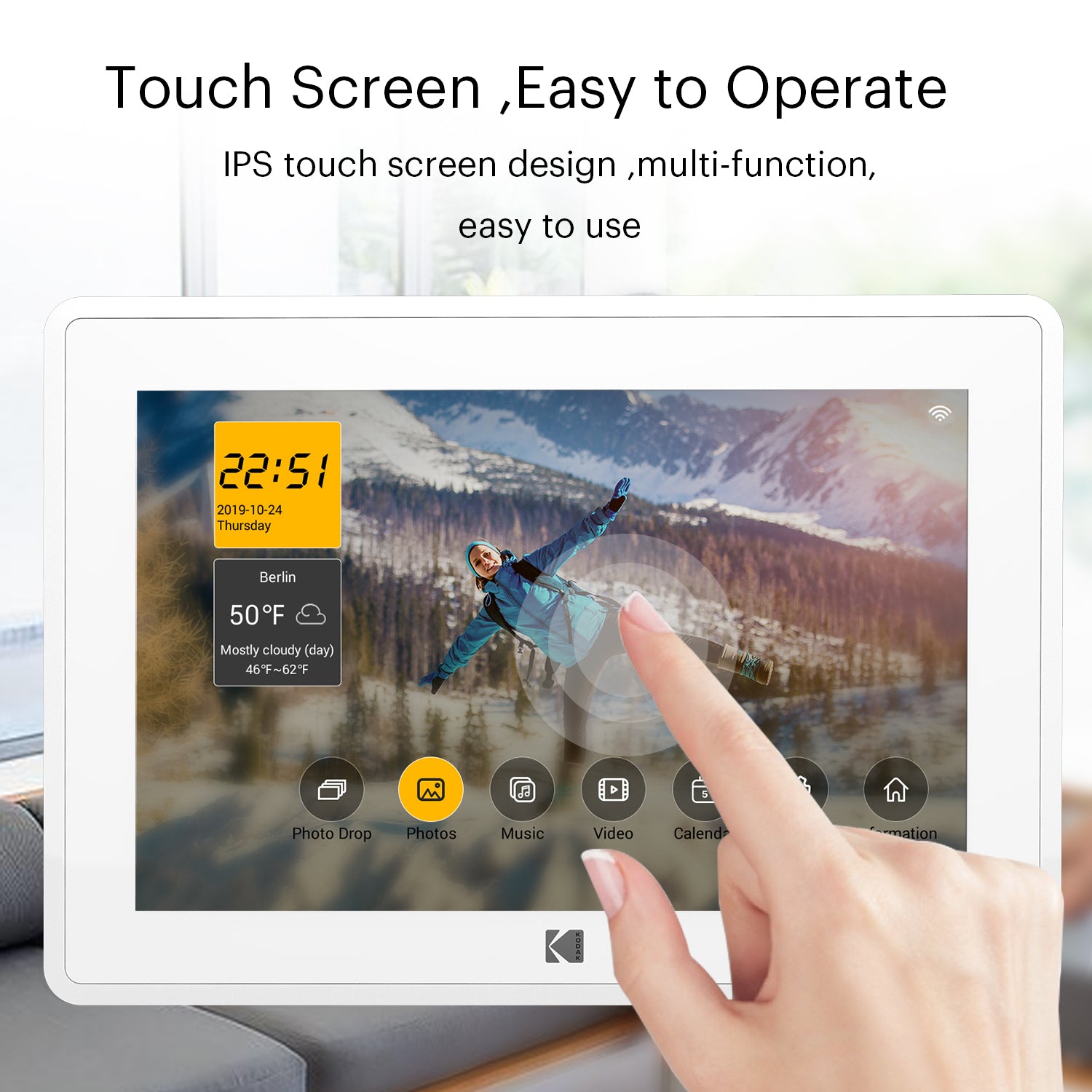 Kodak RCF-106 Wi-Fi Digital Photo Frame 10-inch touch screen functionality