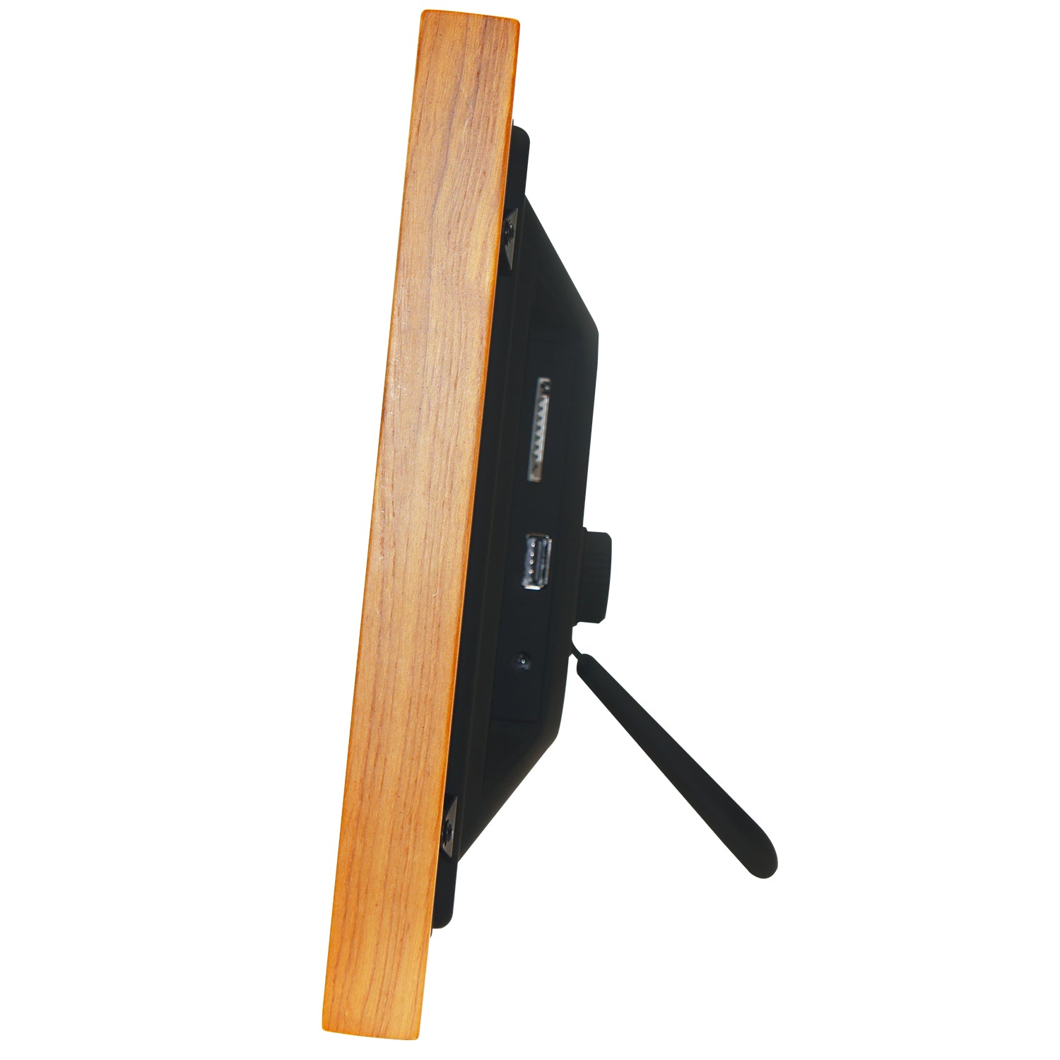 Kodak 10-inch Digital Photo Frame in Burlywood Frame side profile (stand with usb ports and sd slot)