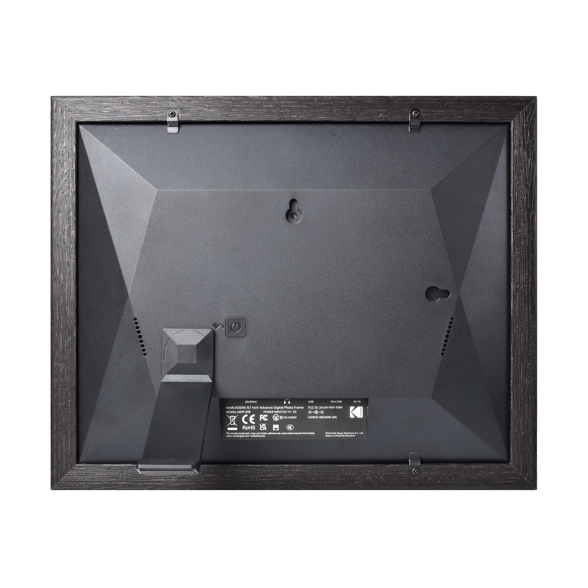 Kodak Rustic Wood WiFi-Enabled Digital Photo Frame HDPF-978, Advanced 9.7” Touchscreen with 2K Resolution, 32GB Internal Memory and Adjustable Stand