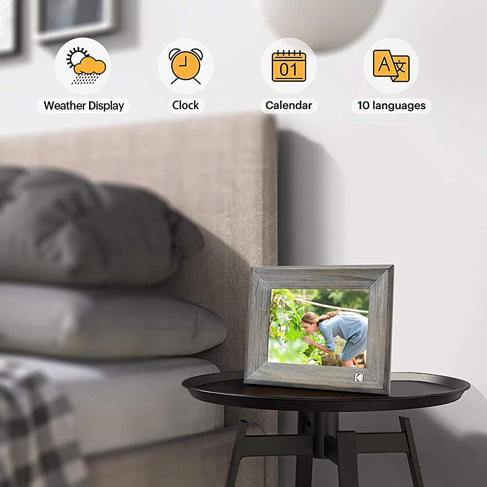 Kodak Classic Digital Photo Frame Wood clock weather or calendar view