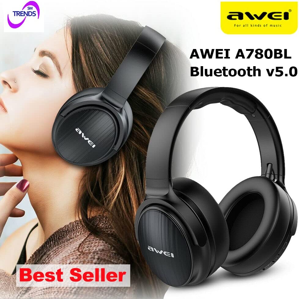 Awei A780BL Wireless Bluetooth Foldable Headphone with 3.5mm Cable Connection Option and Memory Card Slot for Music Playback