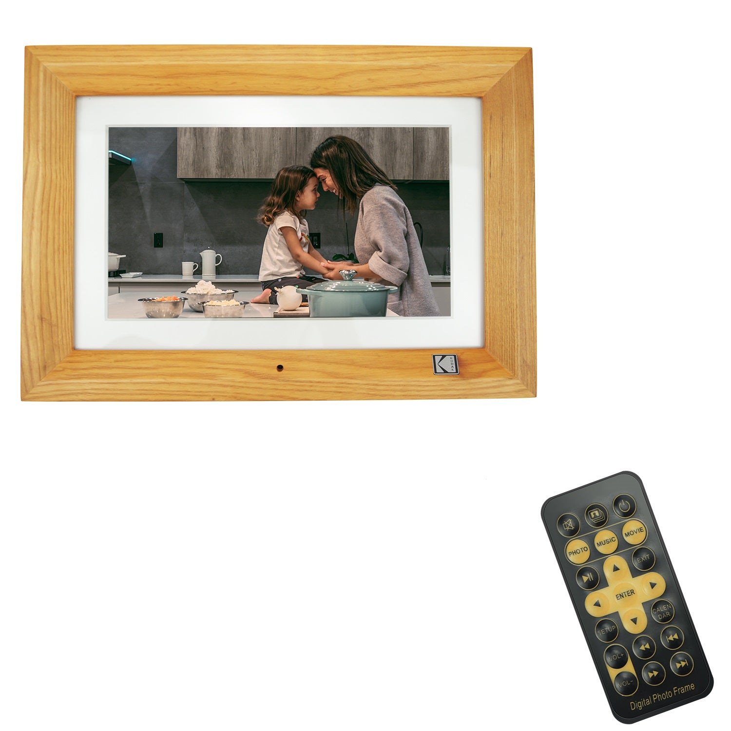 Kodak 10.1 Inch Wood Digital Picture Frame RDPF-1020V with Remote Control, IPS Screen HD Display, Auto-Rotate, Wall Mountable, Programmable Auto On/Off, Enjoy Your Precious Moment in Slideshow, Burlywood (No Wi-Fi)