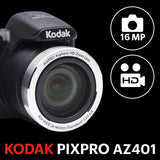 KODAK PIXPRO AZ401 Reflex Astro Zoom Bridge Camera 16MP, 3-inch LCD and 40X optical Zoom with Optical Image Stabilizer