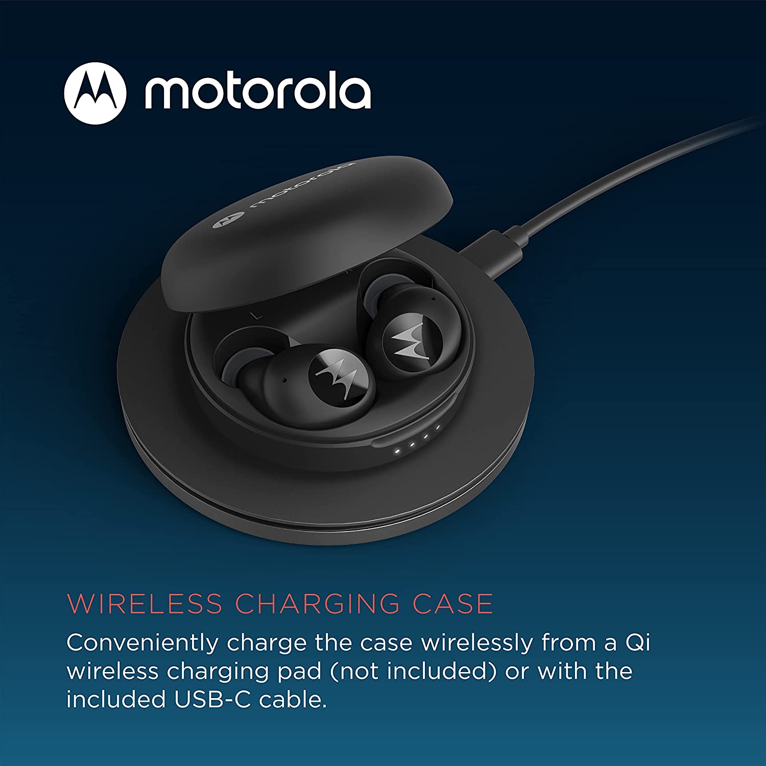 Motorola MOTO BUDS 250 True Wireless Bluetooth Earbuds IPX5 Water Resistant with Wireless Charging Case