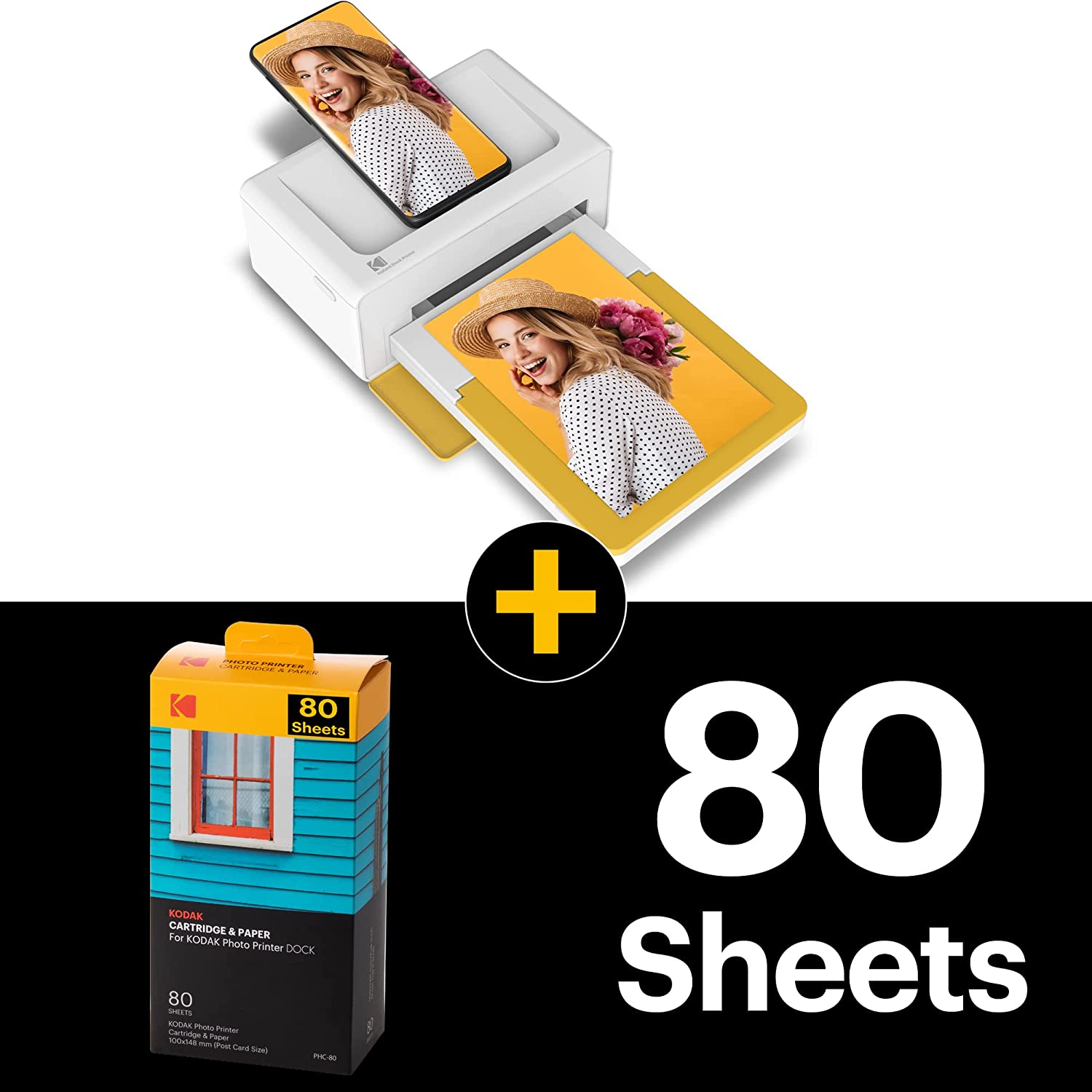 Kodak Dock Plus PD-460 Instant Photo Printer BONUS 80-Photos Cartridge