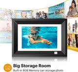 Kodak 10.1 Inch Wood Digital Picture Frame RDPF-1020V with Remote Control, IPS Screen HD Display, Auto-Rotate, Wall Mountable, Programmable Auto On/Off, Enjoy Your Precious Moment in Slideshow, Black (No Wi-Fi)