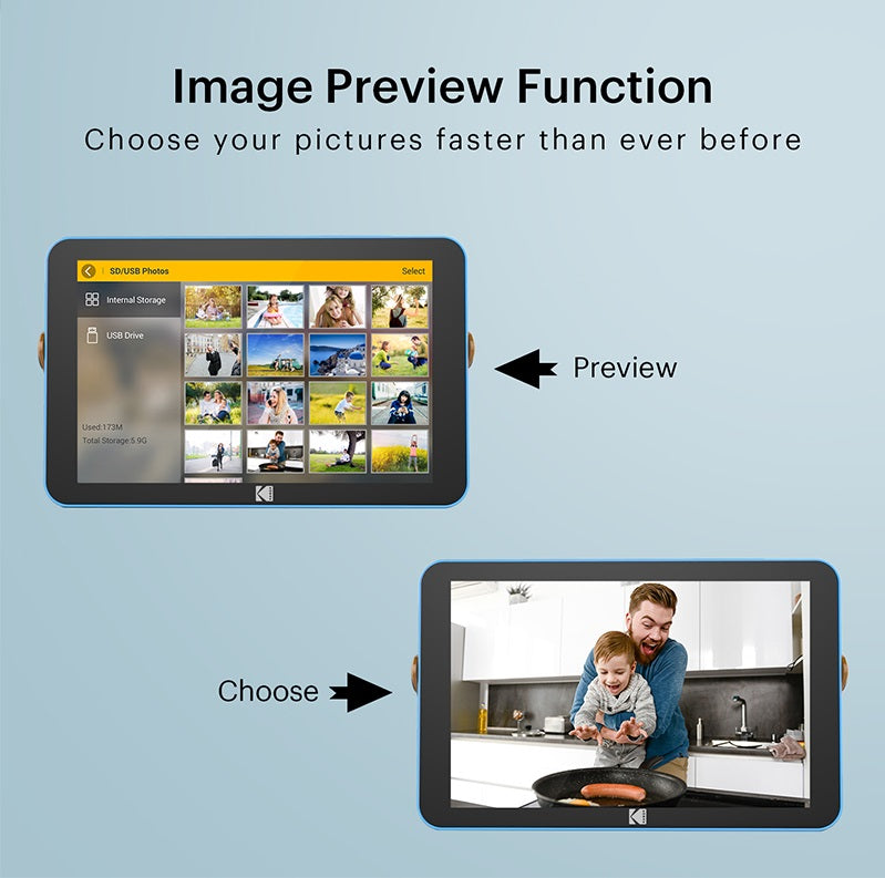 Kodak 10-inch Wi-Fi Digital Photo Frame RWF-108, 16GB Touchscreen with Rechargeable Battery